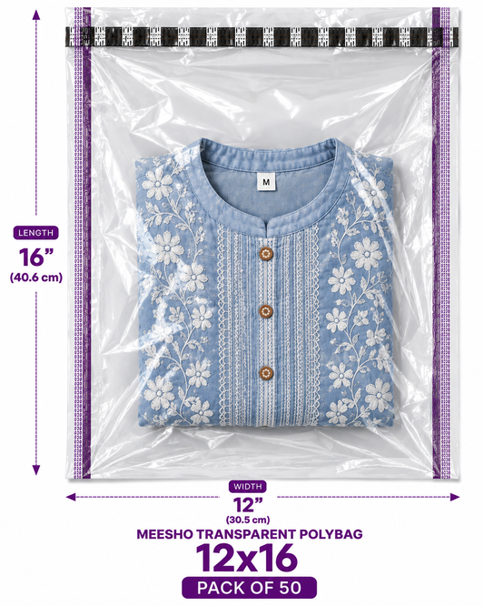 Meesho 12x16 Transparent Barcoded Polybag