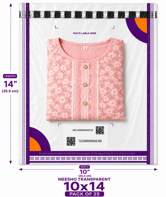 Meesho 10x14 Barcoded Polybag – Pack of 25