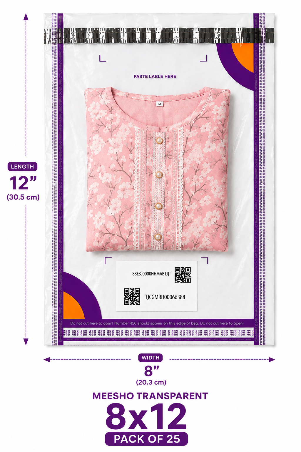 Meesho 8x12 Transparent Polybag – Pack of 25