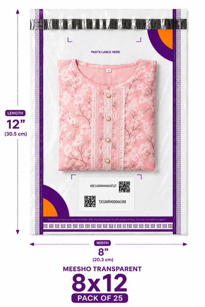 Meesho 8x12 Transparent Polybag – Pack of 25