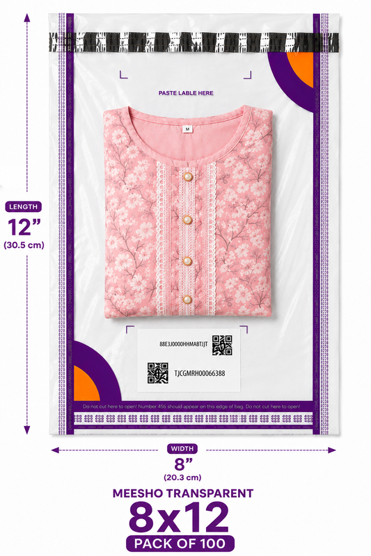 Meesho 8x12 Transparent Polybag – Pack of 100