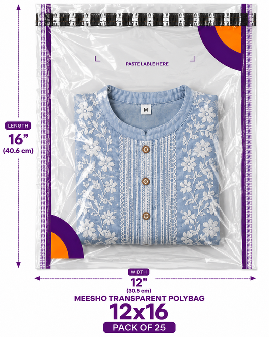 Meesho 12x16 Transparent Barcoded Polybag