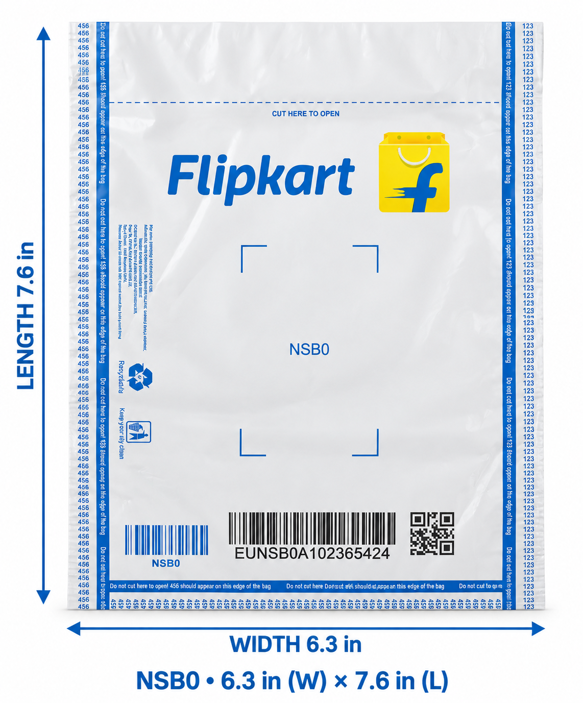 Flipkart NSB0 security bag 6.3x7.6 inch - front