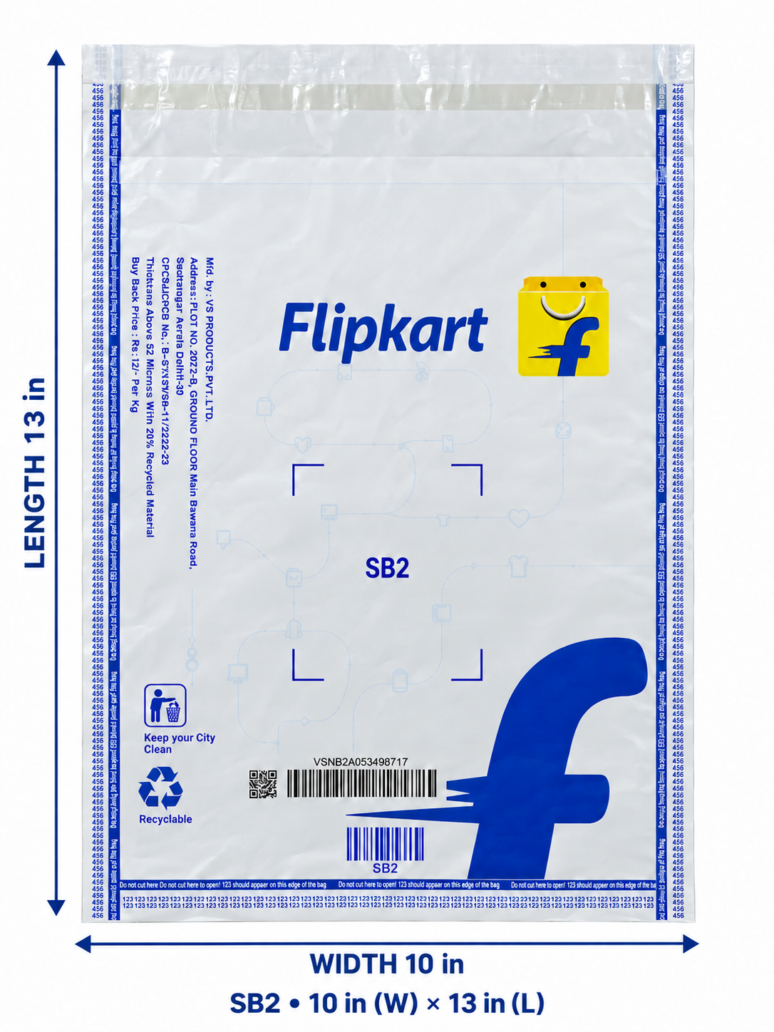 Flipkart SB2 security bag 10x13 inch - front
