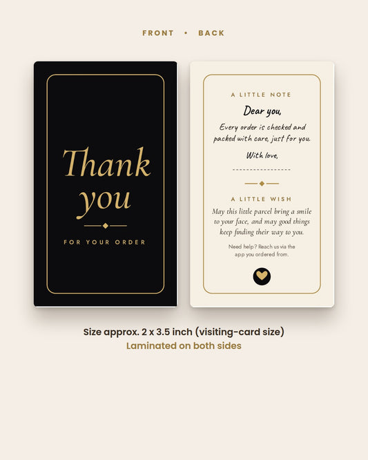Premium thank you card front and back