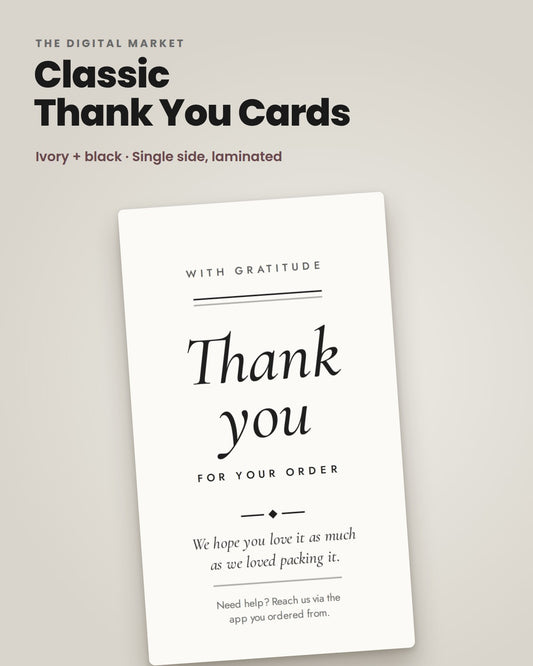 Classic ivory and black thank you card