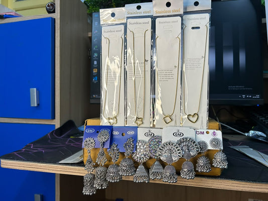 Jewellery Reseller Starter Kit – 22 Jhumka + 12 Pendants + Packing Material